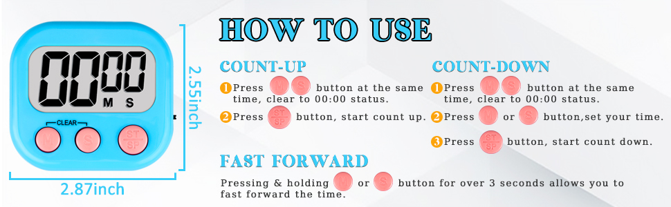 ZILLEEN Classroom Timers for Kids Classroom Magnetic Digital Kitchen Timers for Cooking Teachers Gym Game 6 Pcs