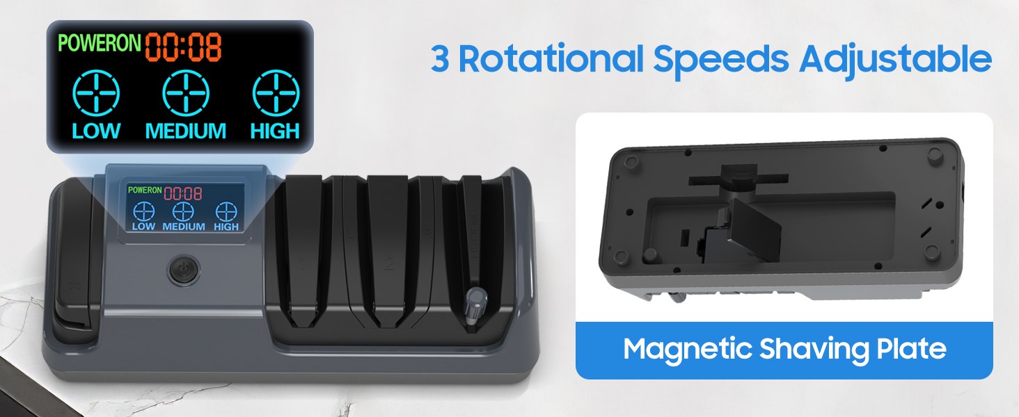 5-in-1 Electric Knife Sharpener for Kitchen Knives, with 100% Diamond Abrasives, 3 Adjustable Speeds, Quickly Sharpening for Straight/Serrated/Kitchen Knives, Scissors