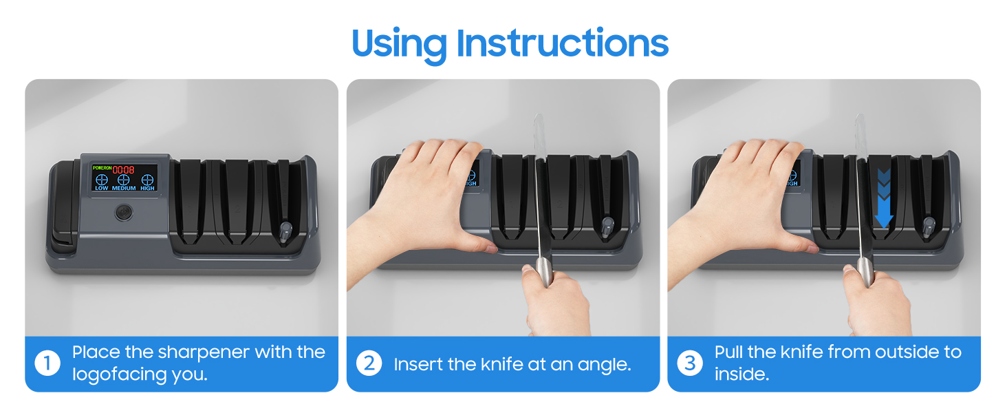 5-in-1 Electric Knife Sharpener for Kitchen Knives, with 100% Diamond Abrasives, 3 Adjustable Speeds, Quickly Sharpening for Straight/Serrated/Kitchen Knives, Scissors