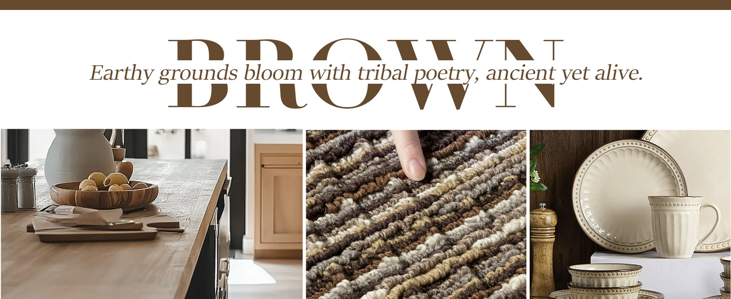 Kitchen Rugs Sets of 2-Non Slip Kitchen Mats for Floor-Thick Stain Resistant Vintage Kitchen Floor Mat Runner Carpet for Hallways Entryway Laundry Room Washable（Brown 22