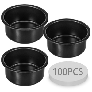 4 Inch Cake Pan Set of 3, Nonstick Smash Cake Pans with 100PCS Parchment Paper for Christmas Birthday, Round Mini Cake Pans Tin for Baking Layer Cakes Small Cheesecake, Straight Side & Dishwasher Safe