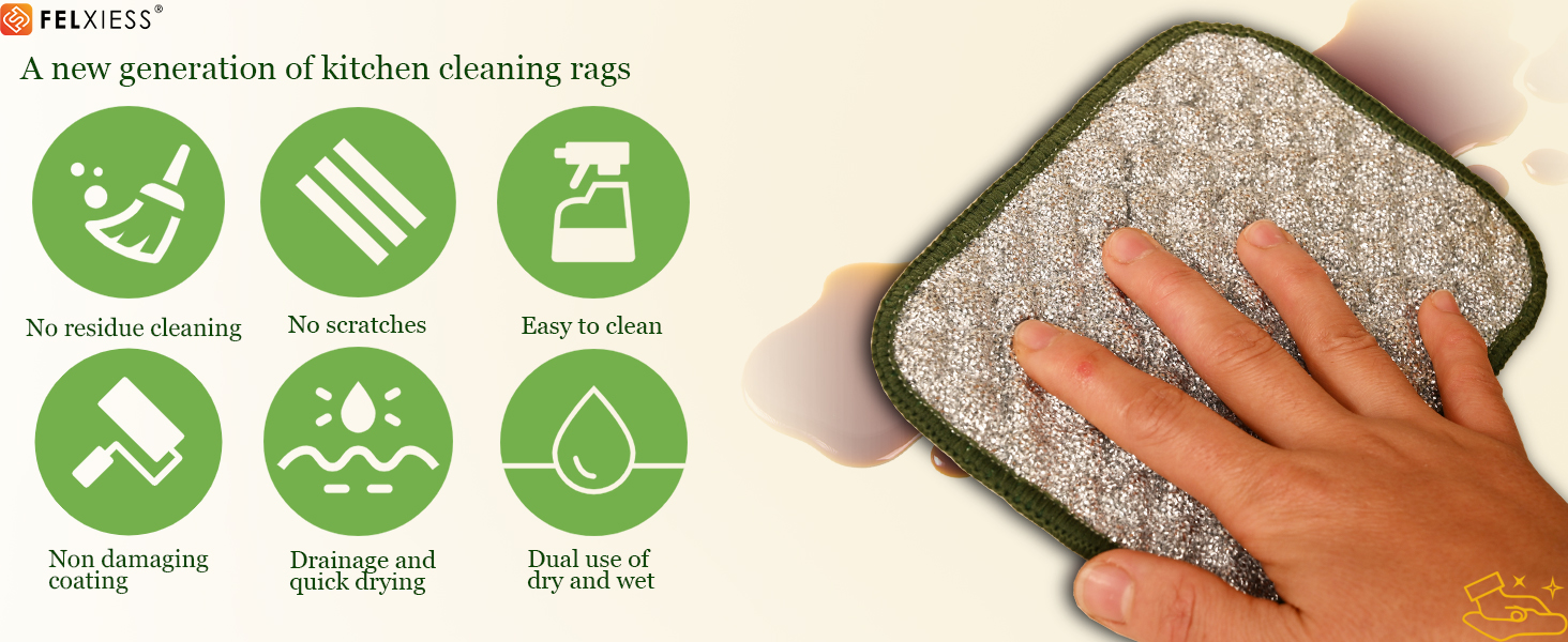 2026 New Double Side Non Scratch Wire Dishcloths,Multipurpose Wire Dishwashing Rags for Wet and Dry, Reusable Metal Dish Cloth,Wire Miracle Cleaning Cloths for Kitchen(Silver 6Pcs)