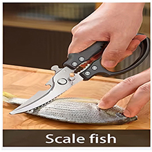 Kitchen Scissors Stainless Steel Shear, Safety Lock, Sharp Heavy Duty Poultry Shears for Food, Chicken Bones, Turkey, Dishwasher Safe, 9.33 Inch, Black