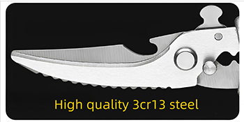 Kitchen Scissors Stainless Steel Shear, Safety Lock, Sharp Heavy Duty Poultry Shears for Food, Chicken Bones, Turkey, Dishwasher Safe, 9.33 Inch, Black