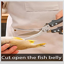 Kitchen Scissors Stainless Steel Shear, Safety Lock, Sharp Heavy Duty Poultry Shears for Food, Chicken Bones, Turkey, Dishwasher Safe, 9.33 Inch, Black