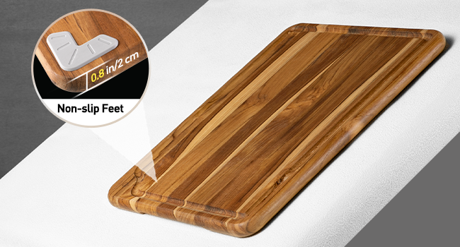 3 Pack Teak Wood Cutting Board Set for Kitchen Charcuterie Board Serving Heavy Duty Non Toxic Slip Over Sink Solid Thick Haus Wooden Chopping Board Large Big Small Meat Best Kitchen Essential Gift