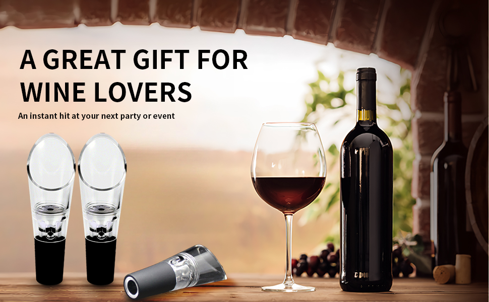 Wine Aerator Pourer | Premium Aerating Spout and Decanter Set - Improve Taste and Smell Immediately,Perfect Wine Gift(2PCS)- Black