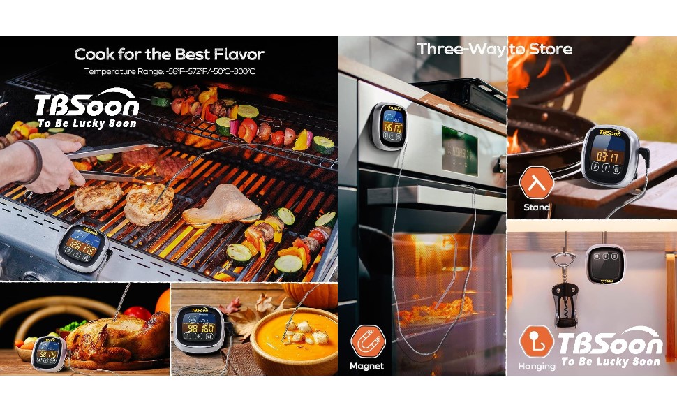 Multifunctional Digital Thermometer for Cooking,Food Thermometer+Thermometer Alarm+Kitchen Timer,Large Color Screen,Instant Read,Fast Response,grill bbq accessories,Kitchen Oven Meat Thermometer-DMT02