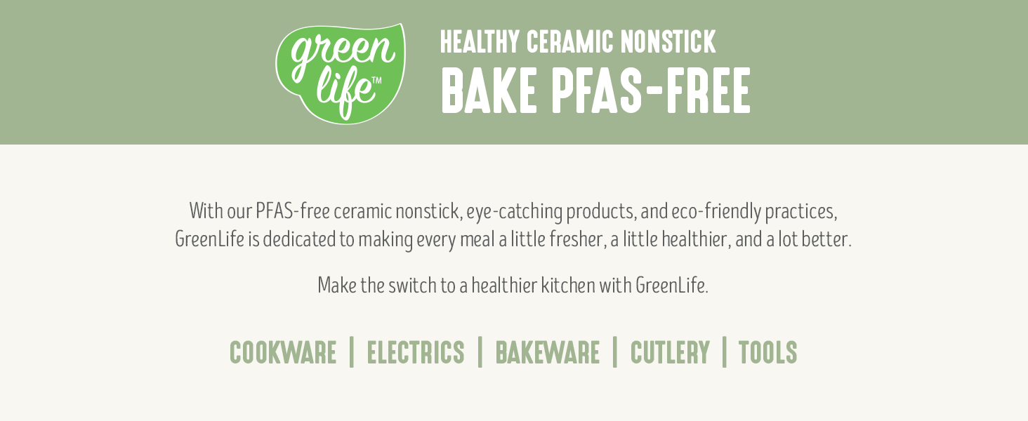 GreenLife 6 Piece Nonstick Bakeware Set, Non-Toxic PFAS-Free Ceramic Oven Pans, Dishwasher & Oven Safe to 450°F, Easy Release Baking Sheet, Loaf Pan, Rectangle & Round Cake, Muffin Pan, Sage