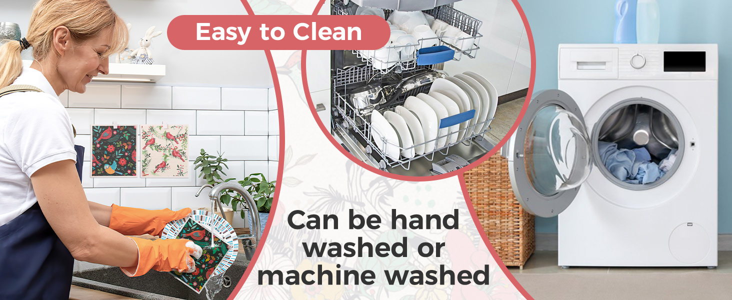 10PCS Swedish Dishcloths for Kitchen, Reusable Dish Rags for Washing Dishes with Clips, Non-Scratch Kitchen Towels and Dishcloths Sets, Washable Swedish Dish Cloths, No Odor(Birds Flowers)