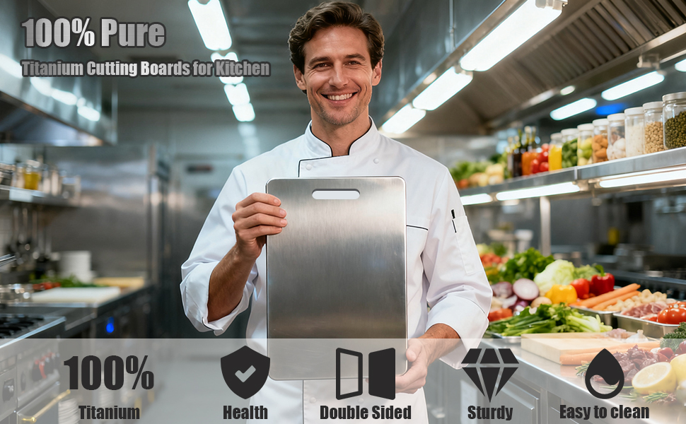 Titanium Cutting Board Set of 3, 2026 New Upgrade 100% Pure Titanium Cutting Boards for Kitchen, Double Sided Food-Grade Chopping Board for Meat Vegetable Fruit (S+M+L)