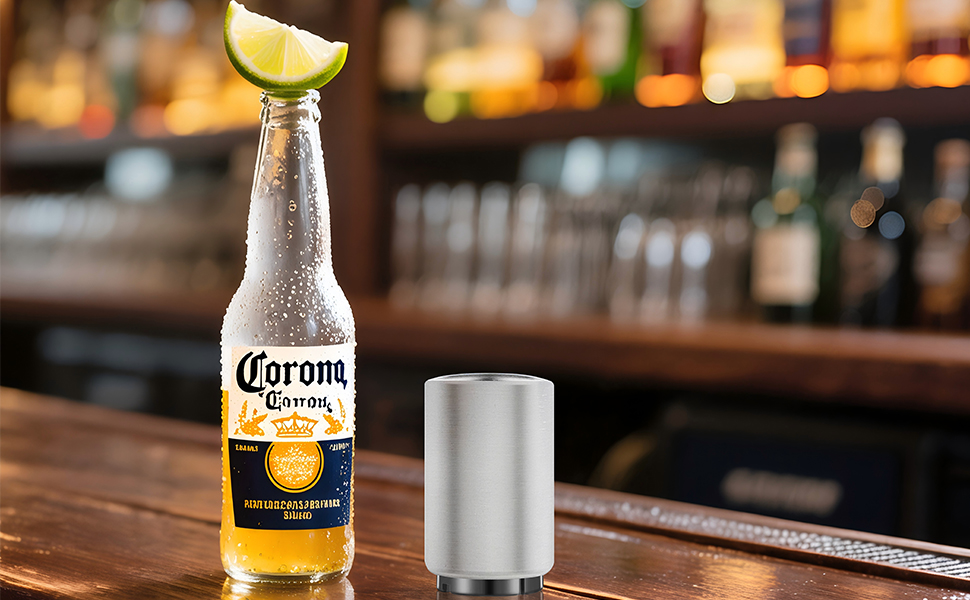 Magnetic Beer Bottle Opener with Automatic Cap Catcher, Ultra Premium Stainless Steel Soda & Beer Bottle Opener, Push & Pull Convenient Design Bar Accessory
