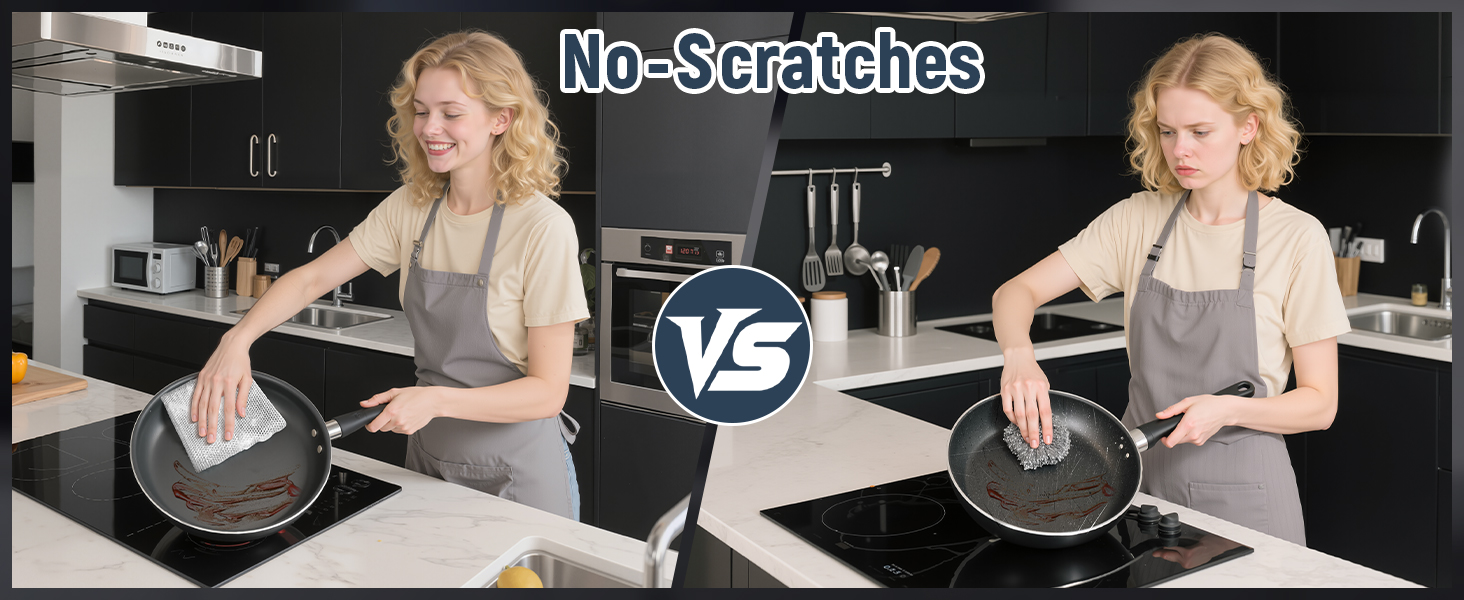 3 Layers Non Scratch Wire Dish Cleaning Supplies 12PCS - Wire Dishwashing Rag Home Essentials-Reusable Steel Wool Scrubber Washcloths,Kitchen Towels and Dishcloths Set for Pans Sinks & Cookware