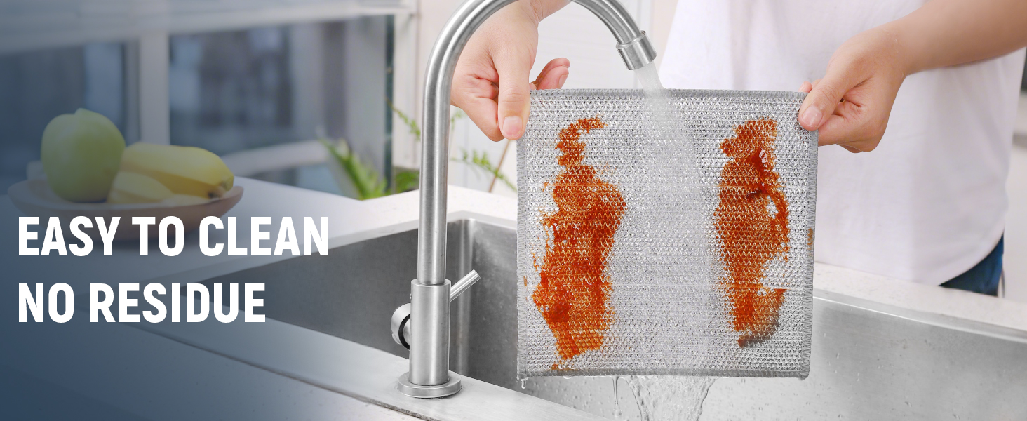 3 Layers Non Scratch Wire Dish Cleaning Supplies 12PCS - Wire Dishwashing Rag Home Essentials-Reusable Steel Wool Scrubber Washcloths,Kitchen Towels and Dishcloths Set for Pans Sinks & Cookware