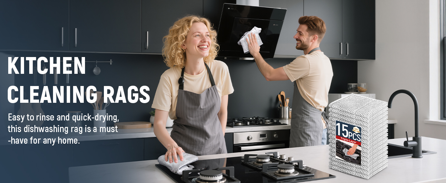 3 Layers Non Scratch Wire Dish Cleaning Supplies 12PCS - Wire Dishwashing Rag Home Essentials-Reusable Steel Wool Scrubber Washcloths,Kitchen Towels and Dishcloths Set for Pans Sinks & Cookware