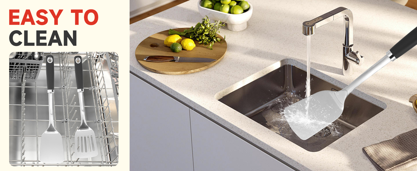 2 Pcs Stainless Steel Spatulas Set,14.9 Silver Slotted Turner, Solid Turner, Kitchen Cooking Utensils Set, High Heat Resistant, Grilling Frying Serving Food, Easy to Clean