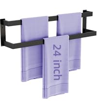 5-Pieces Matte Black Bathroom Hardware Accessories Set, 24 Inch Stainless Steel Towel Racks for Bathroom, Towel Bar Set Towel Ring Coat Hook and Toilet Paper Holder with Shelf Wall Mounted