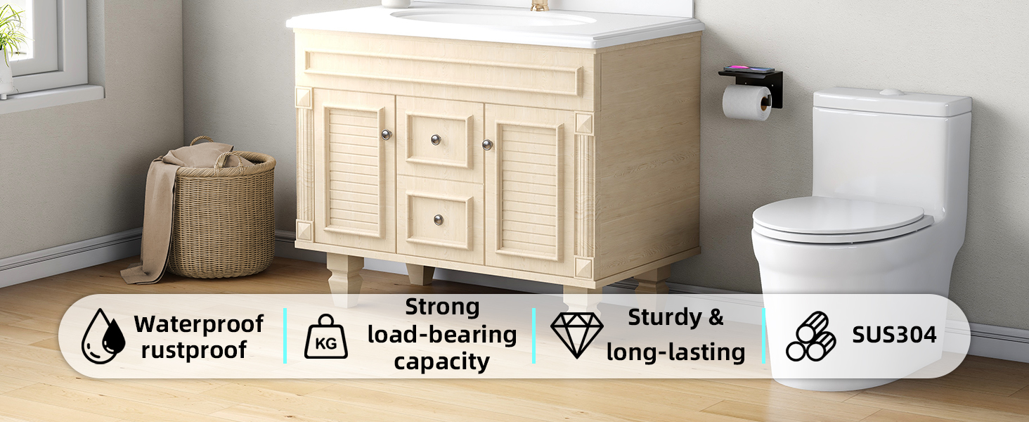 5-Pieces Matte Black Bathroom Hardware Accessories Set, 24 Inch Stainless Steel Towel Racks for Bathroom, Towel Bar Set Towel Ring Coat Hook and Toilet Paper Holder with Shelf Wall Mounted