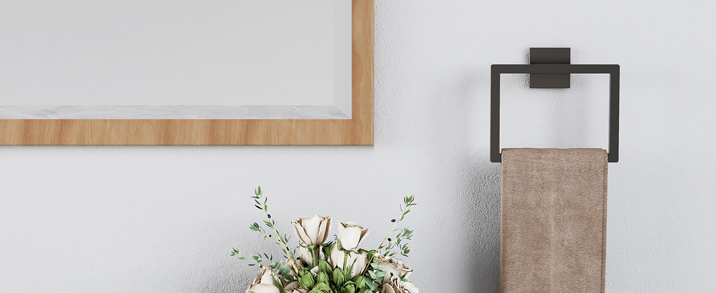 5-Pieces Matte Black Bathroom Hardware Accessories Set, 24 Inch Stainless Steel Towel Racks for Bathroom, Towel Bar Set Towel Ring Coat Hook and Toilet Paper Holder with Shelf Wall Mounted