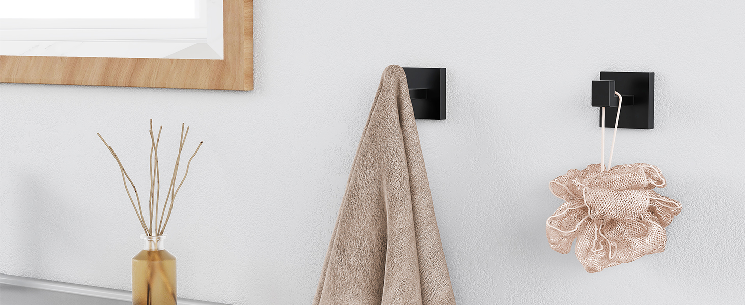 5-Pieces Matte Black Bathroom Hardware Accessories Set, 24 Inch Stainless Steel Towel Racks for Bathroom, Towel Bar Set Towel Ring Coat Hook and Toilet Paper Holder with Shelf Wall Mounted