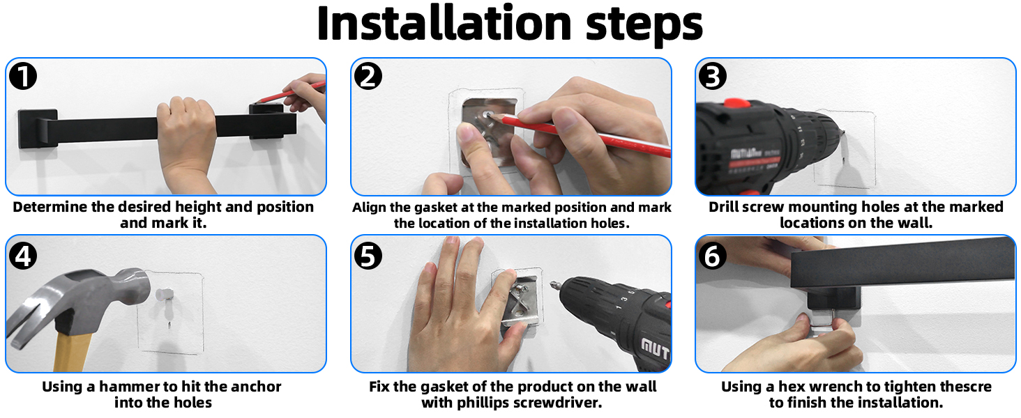 5-Pieces Matte Black Bathroom Hardware Accessories Set, 24 Inch Stainless Steel Towel Racks for Bathroom, Towel Bar Set Towel Ring Coat Hook and Toilet Paper Holder with Shelf Wall Mounted