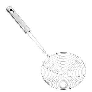 Zerodeko Stainless Steel Skimmer Spoon Wire Strainer with Handle Food Strainer Spider Spoon for Kitchen Cooking and Frying 12-inch Slotted Serving