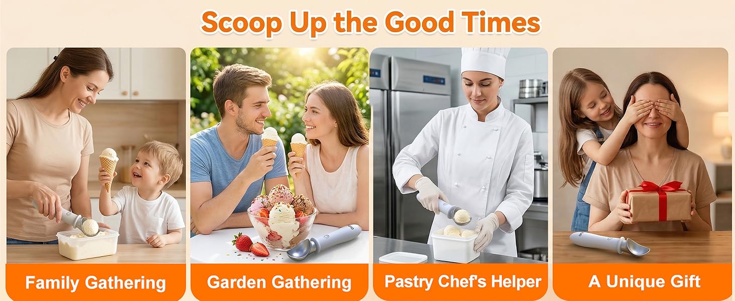 Heated Ice Cream Scoop Rechargeable – Upgraded 2026 Electric Warming Scooper for Rock Hard Ice Cream, Dual Temp 113℉/140℉, Safety Lock & Waterproof Ergonomic Handle (White)