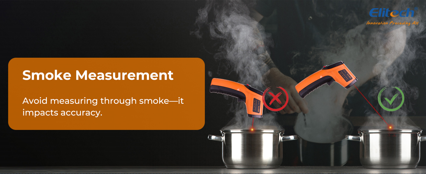 Elitech Laser Temperature Gun, Non-Contact Digital Infrared Thermometer, Adjustable Emissivity, Backlight, Handheld for Grill, Meat, Food, Candy, Automotive, HVAC Tools, -50~530°C(-58~986°F), DIT-220