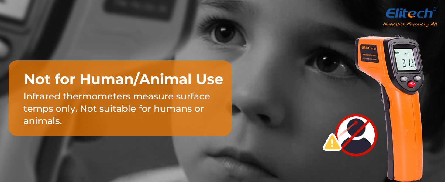 Elitech Laser Temperature Gun, Non-Contact Digital Infrared Thermometer, Adjustable Emissivity, Backlight, Handheld for Grill, Meat, Food, Candy, Automotive, HVAC Tools, -50~530°C(-58~986°F), DIT-220