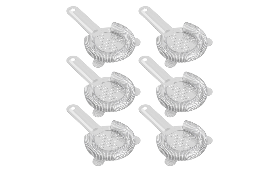 6 PCS Cocktail Strainer Bulk, 3.9 X 6.5 Inch Stainless Steel Bar Strainer, Bar Tools Drink Strainer for Home and Professional Bartenders