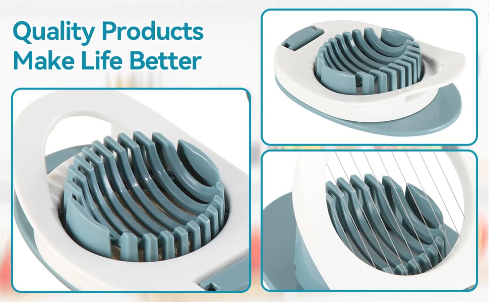Egg Slicer & Dicer for Hard Boiled Eggs - Heavy Duty Cutter Dicer with Stainless Steel Wire, Cuts Strawberries, Kiwis & Soft Fruits Effortlessly - Easy-Clean Kitchen