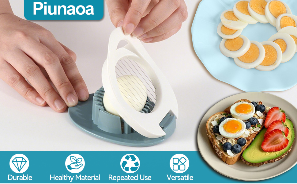 Egg Slicer & Dicer for Hard Boiled Eggs - Heavy Duty Cutter Dicer with Stainless Steel Wire, Cuts Strawberries, Kiwis & Soft Fruits Effortlessly - Easy-Clean Kitchen