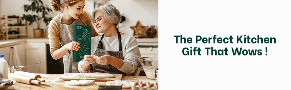 Beneno BPA-Free Silicone Oven Mitt 2-Pack Set, Heat Resistant 500°F Oven Mitts with Non-Slip Grip, Soft Thicker Lining, 7