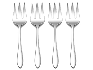 E-far Hammered Serving Forks, 4-Piece Stainless Steel Hostess Serving Utensils Set for Meat Catering Buffet Party Kitchen Restaurant, Non-toxic & Dishwasher Safe