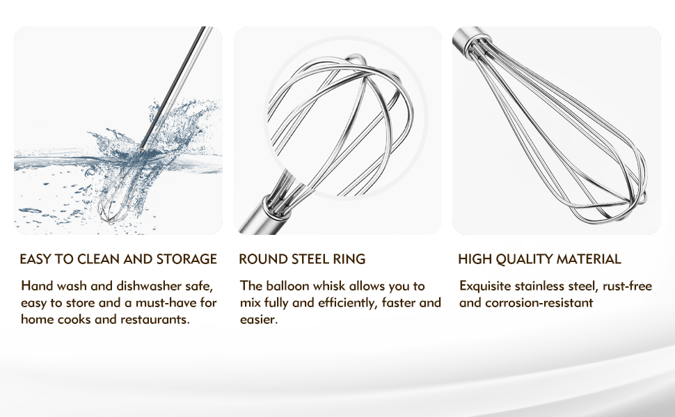 Mini Whisk, Stainless Steel Mixer, Mini Baking Mixer, Coffee and Cocktail Stirrer, Durable Kitchen Stirrer, 2(Piece)