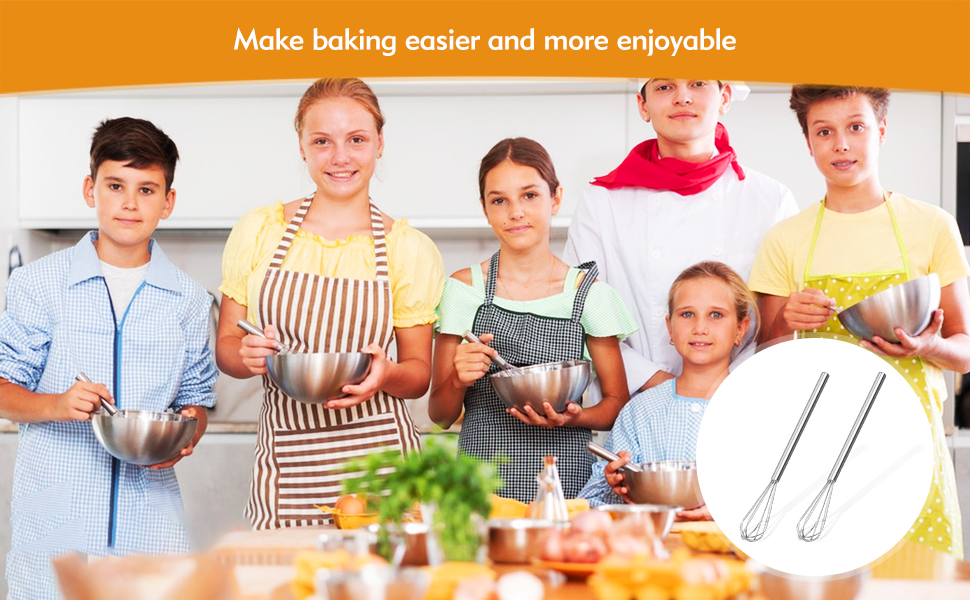 Mini Whisk, Stainless Steel Mixer, Mini Baking Mixer, Coffee and Cocktail Stirrer, Durable Kitchen Stirrer, 2(Piece)