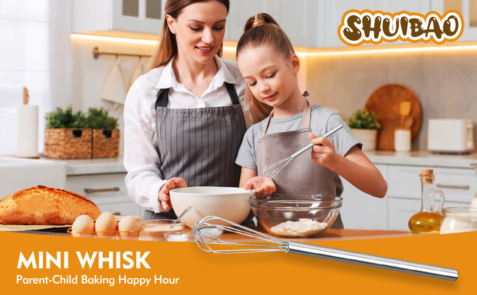 Mini Whisk, Stainless Steel Mixer, Mini Baking Mixer, Coffee and Cocktail Stirrer, Durable Kitchen Stirrer, 2(Piece)