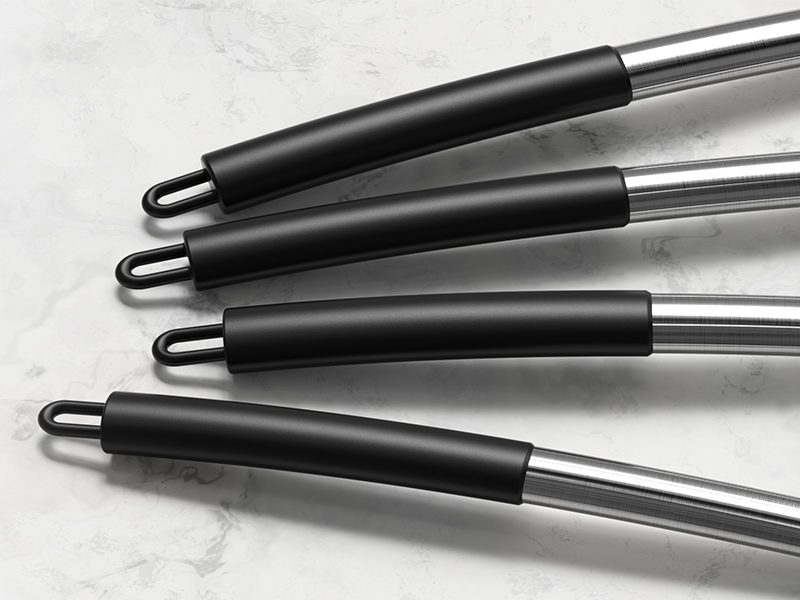 Yoehka Silicone Cooking Utensils Set for Nonstick Cookware, 4Pcs Heat Resistant Kitchen Silicone Spatula and Spoon Set with Stainless Steel Handle, Mixing, Flipping, Turning, Stirring, Black