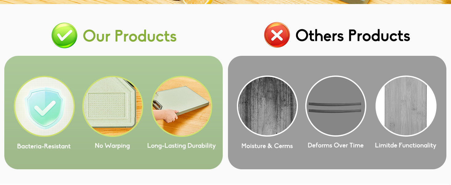 Titanium Cutting Board for Kitchen, Extra-Thick Double Sided Non-Toxic, Titanium & Wheat Straw PP, Food-Grade Chopping Board, Easy to Clean, Large 16"x11"