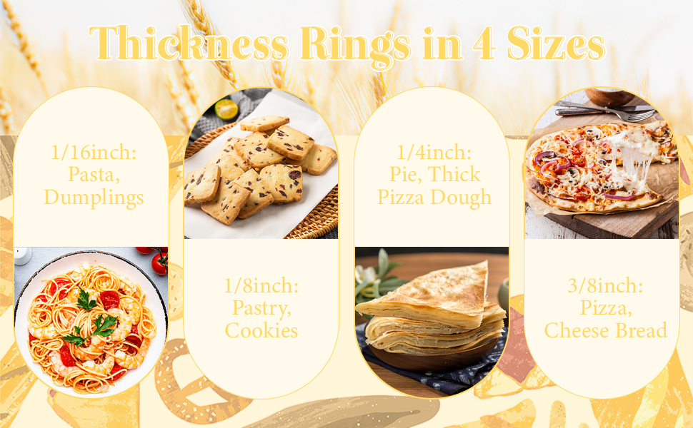 Adjustable Rolling Pin with 4 Thickness Rings for Baking, 17” Stainless Steel Dough Roller with Clear Measurement Markings for Pizza, Fondant, Pie, Cookies, Baking Supplies, Pastry, Pasta