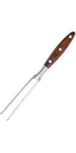 Heavy-Duty Stainless Steel Carving Fork with Black Wood-Sheathed Handle – Ideal for Turkey, Beef, Ham, BBQ, Grilling & Roasting