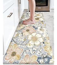 DEXI Kitchen Floor Mats 3 Pieces Non Slip, Washable Runner Rugs Absorbent,Thin Standing Carpet Soft Comfort for Sink Hallway Entryway Laundry Room Boho Decor, Rust