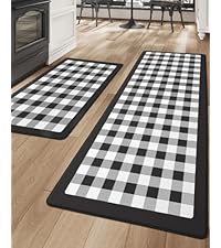 DEXI Kitchen Floor Mats 3 Pieces Non Slip, Washable Runner Rugs Absorbent,Thin Standing Carpet Soft Comfort for Sink Hallway Entryway Laundry Room Boho Decor, Rust