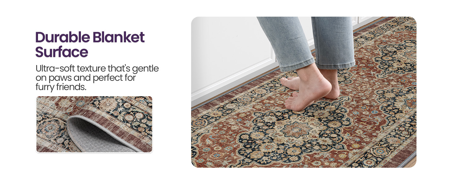 DEXI Kitchen Floor Mats 3 Pieces Non Slip, Washable Runner Rugs Absorbent,Thin Standing Carpet Soft Comfort for Sink Hallway Entryway Laundry Room Boho Decor, Rust