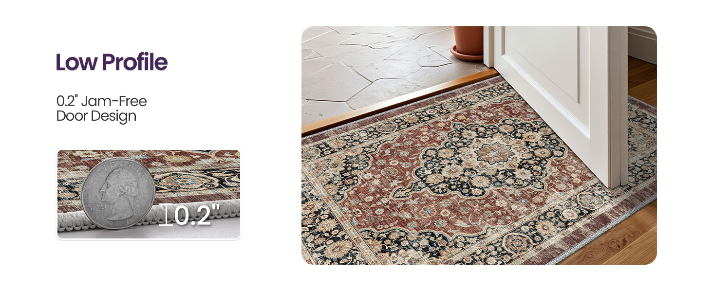 DEXI Kitchen Floor Mats 3 Pieces Non Slip, Washable Runner Rugs Absorbent,Thin Standing Carpet Soft Comfort for Sink Hallway Entryway Laundry Room Boho Decor, Rust