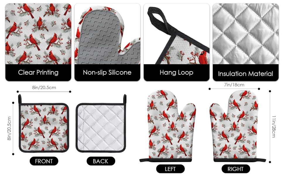 Thanksgiving Pumpkin Oven Mitts and Pot Holders, Fall Oven Mitts Sets of 3 for Cooking Lover Kitchen Decor, Pumpkins Heat Resistant Non-Slip Silicone Kitchen Glove Gifts for Mom Wife Sister BFF