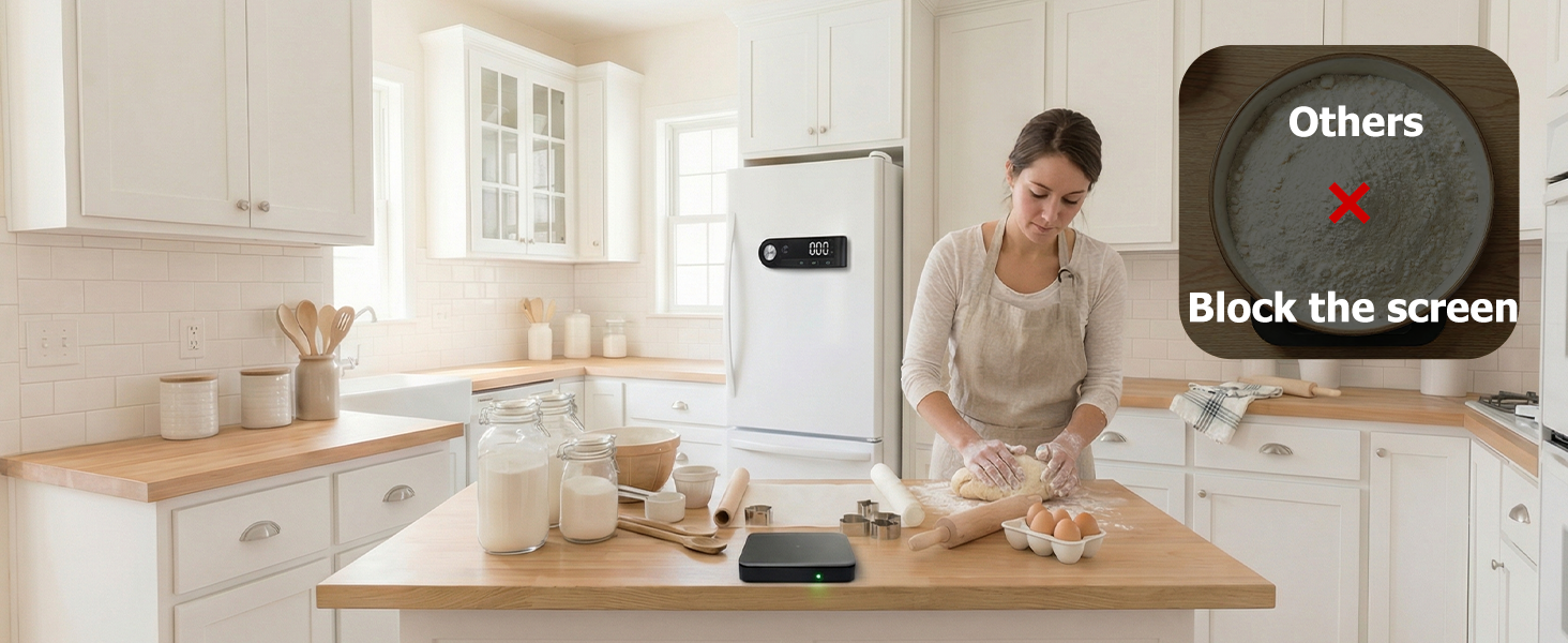 11lb Digital Kitchen Food Scale with Pull Out Display & Meat Thermometer, 0.1g Precision Wireless Scale for Baking, 304 Stainless Steel, LED Screen, 5 Units, USB Rechargeable