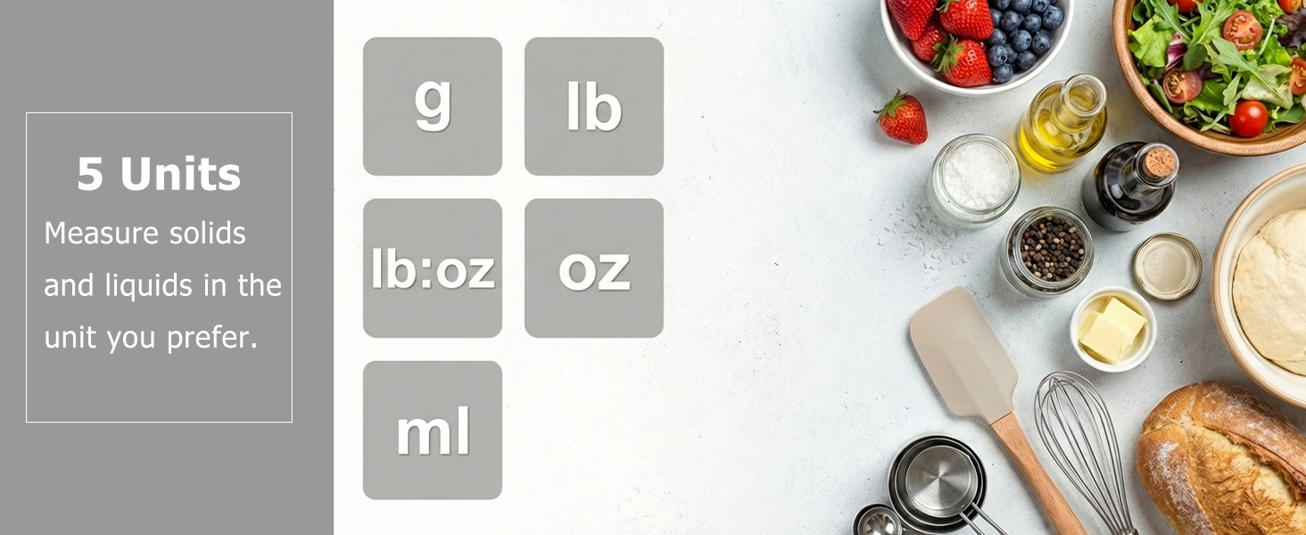 11lb Digital Kitchen Food Scale with Pull Out Display & Meat Thermometer, 0.1g Precision Wireless Scale for Baking, 304 Stainless Steel, LED Screen, 5 Units, USB Rechargeable