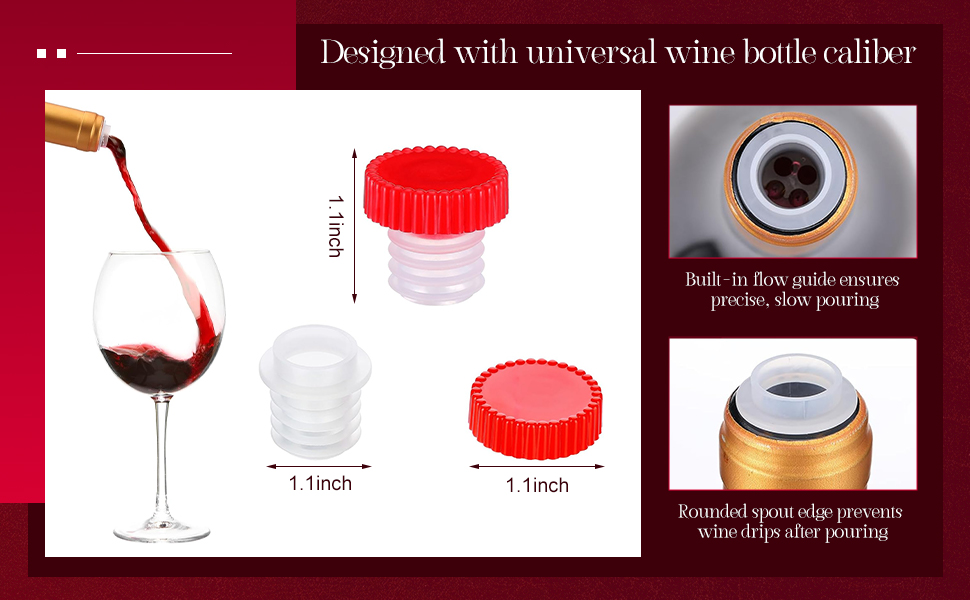 Slow Wine Pourer Spout for Corked Bottles Valentine's Day Pour and Seal Plastic Wine Pourers with Lid for Storing Precise Pouring Valentine's Day Restaurant Supplies(Red,48 Pcs)