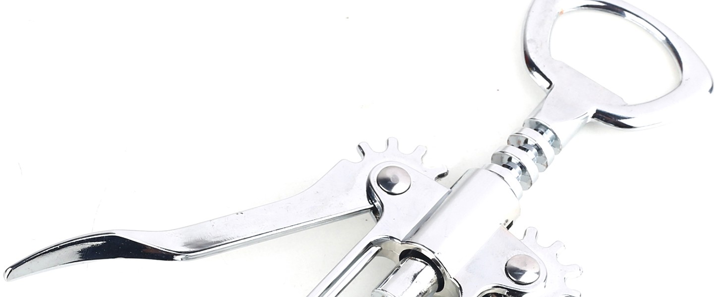 Wing Corkscrew Wine Opener, Premium Zinc Alloy Manual Bottle Opener, Heavy Duty Multifunctional Tool for Kitchen, Bar, Restaurant & Waiters (Silver)